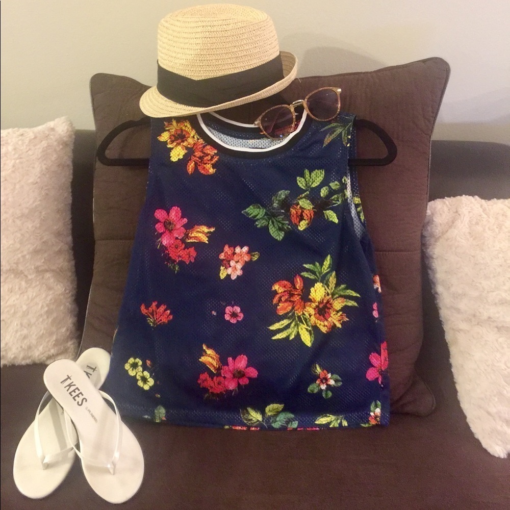 Flower jersey tank top size xs